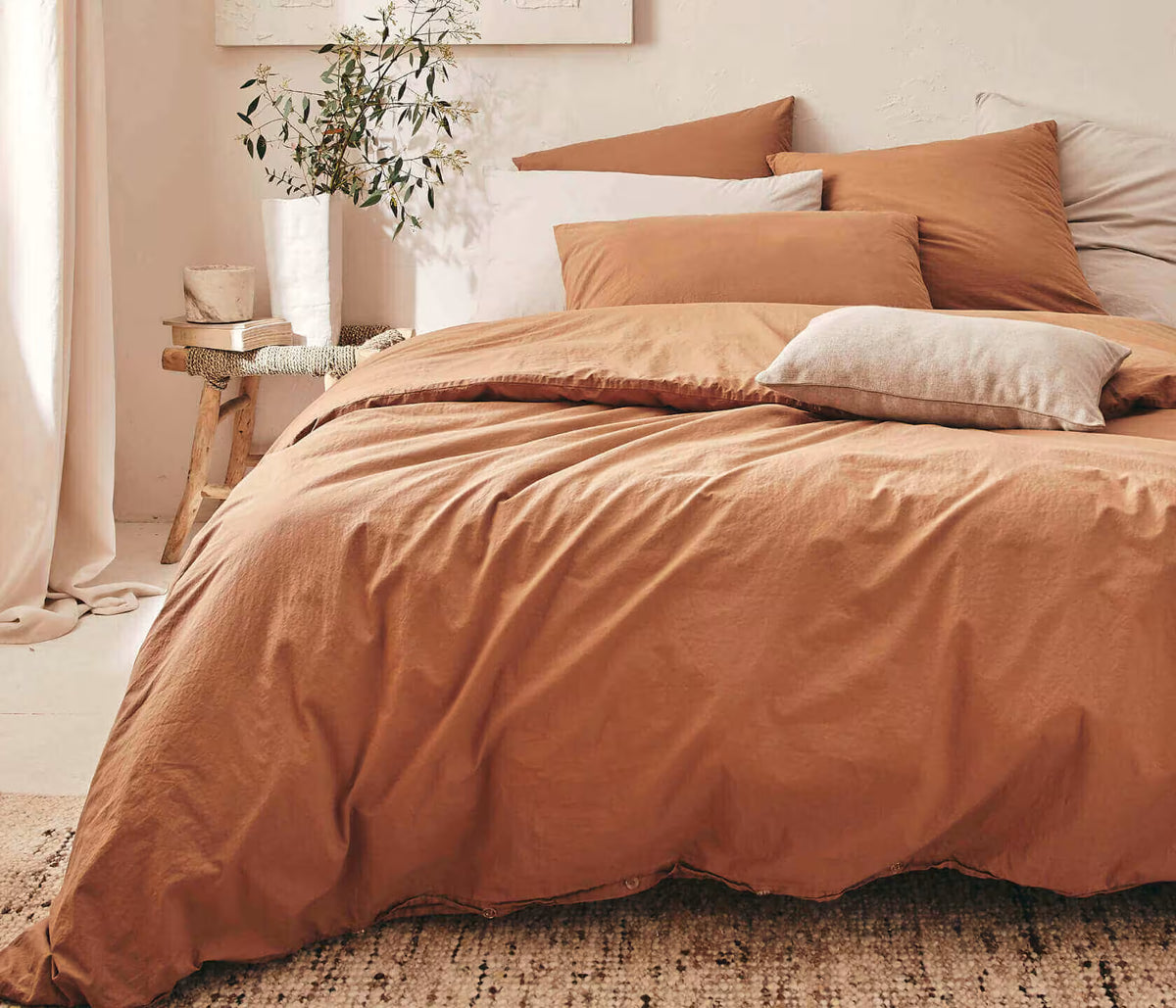 Drap housse en coton lavé