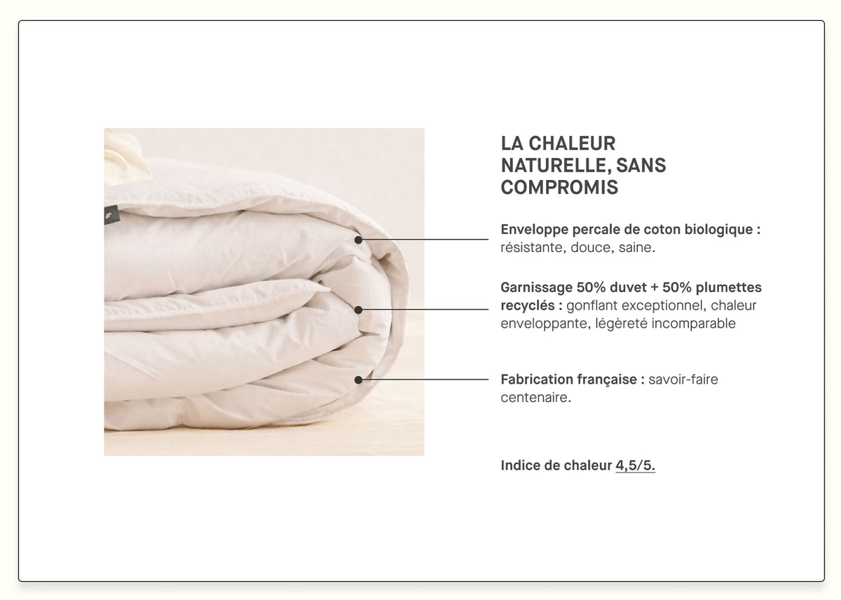 Couette en duvet et plumes
