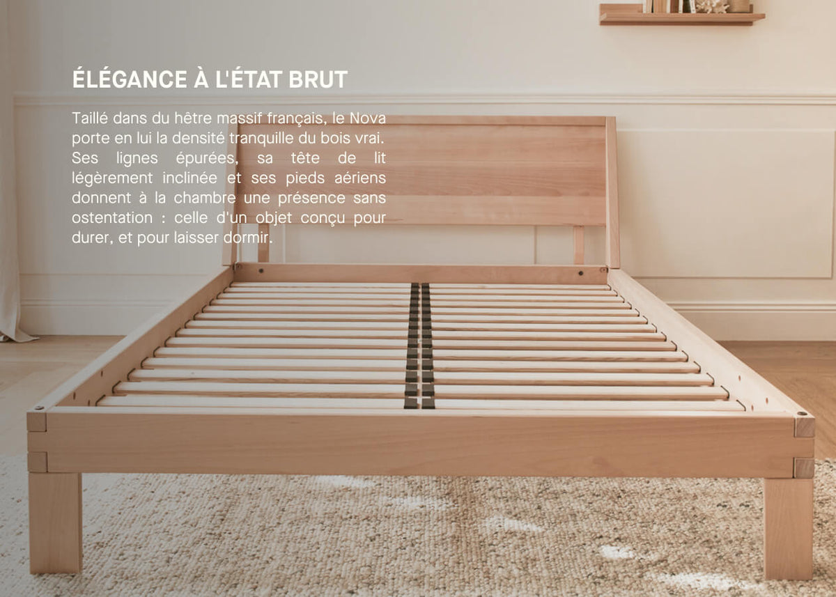 Bett mit Lattenrost aus massiver Buche NOVA