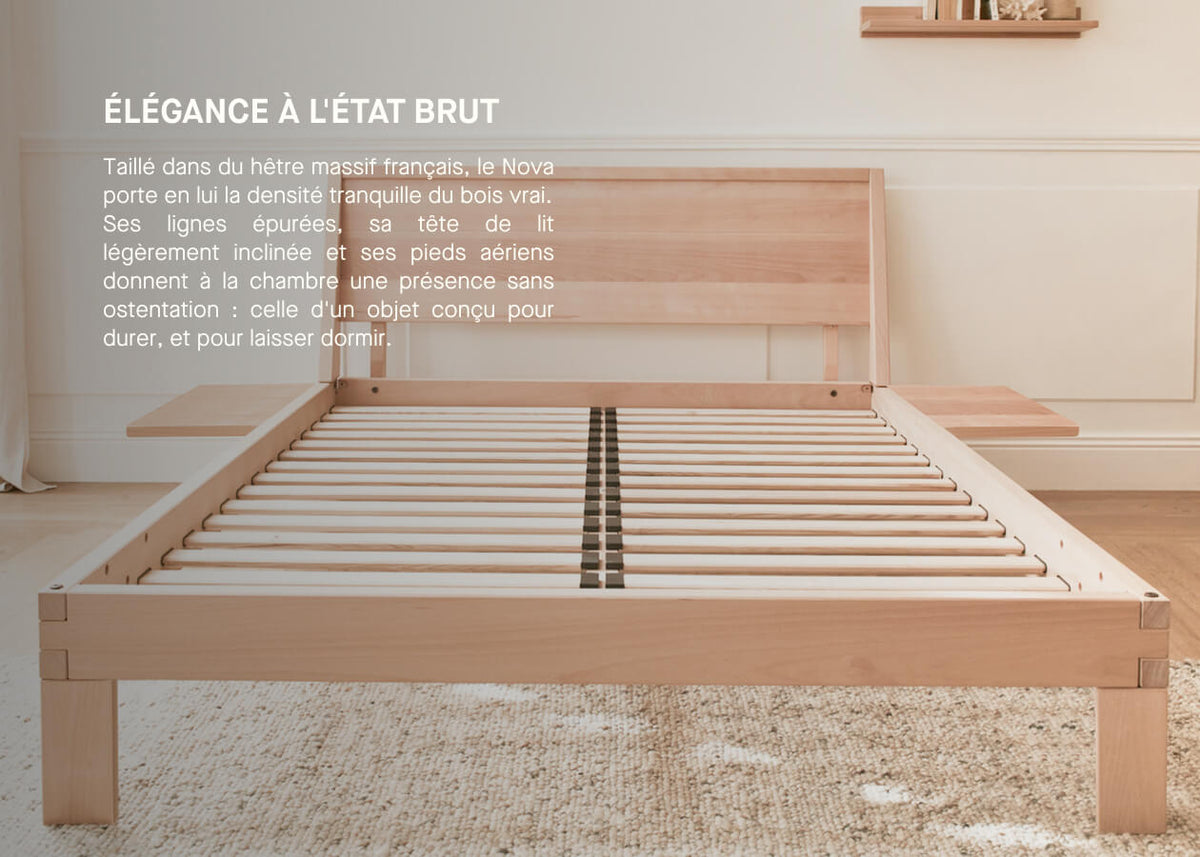Bett mit Lattenrost aus massiver Buche NOVA