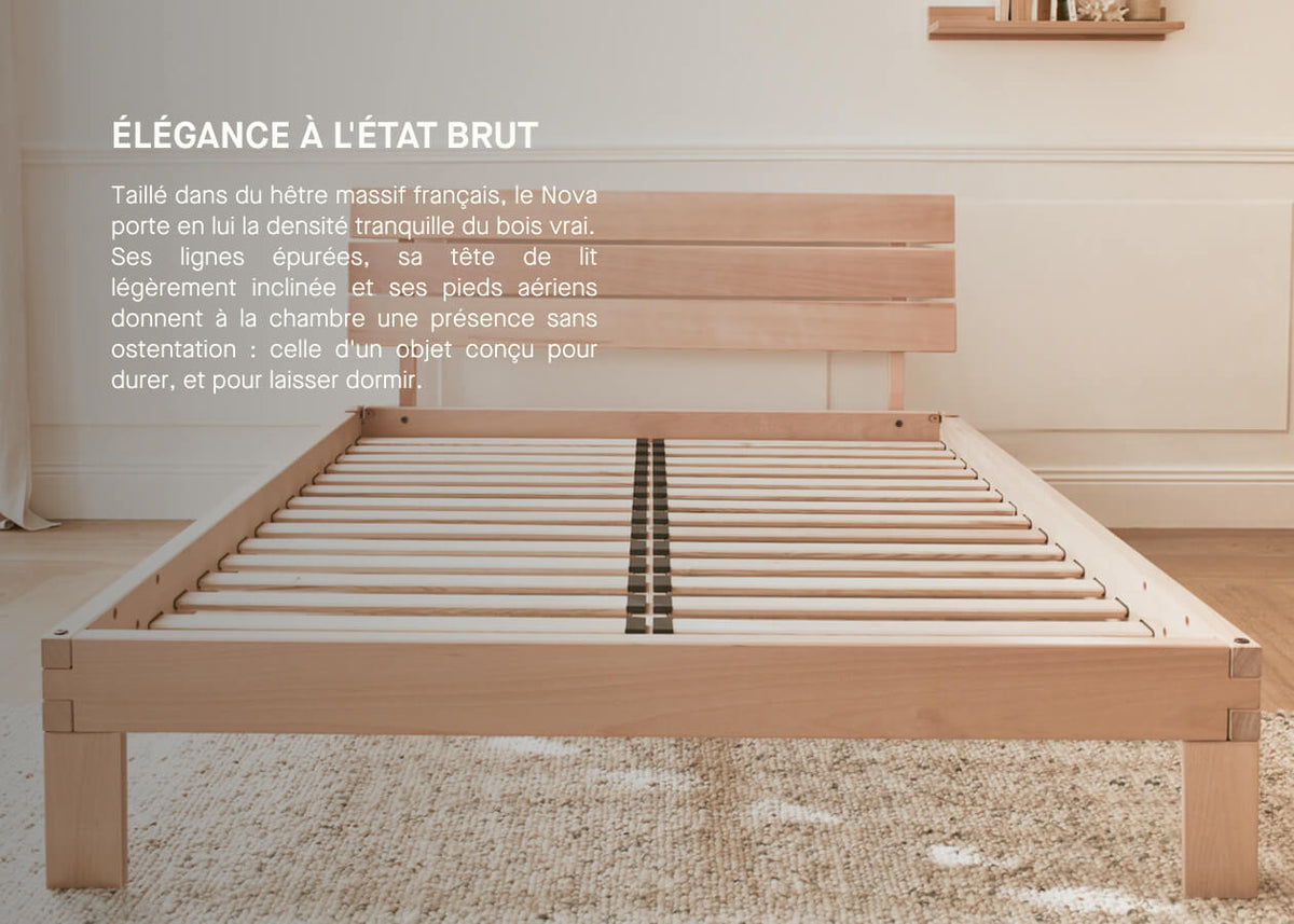 Bett mit Lattenrost aus massiver Buche NOVA