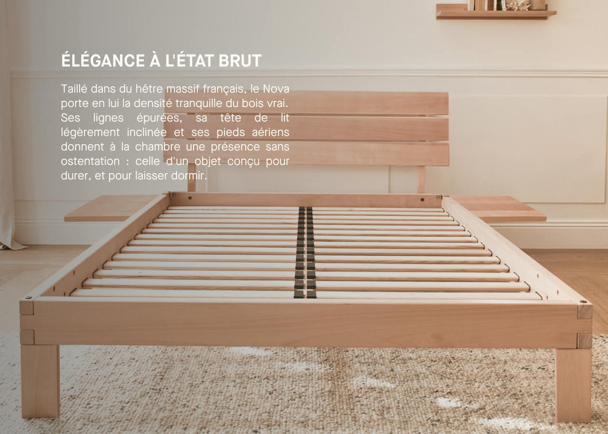Bett mit Lattenrost aus massiver Buche NOVA