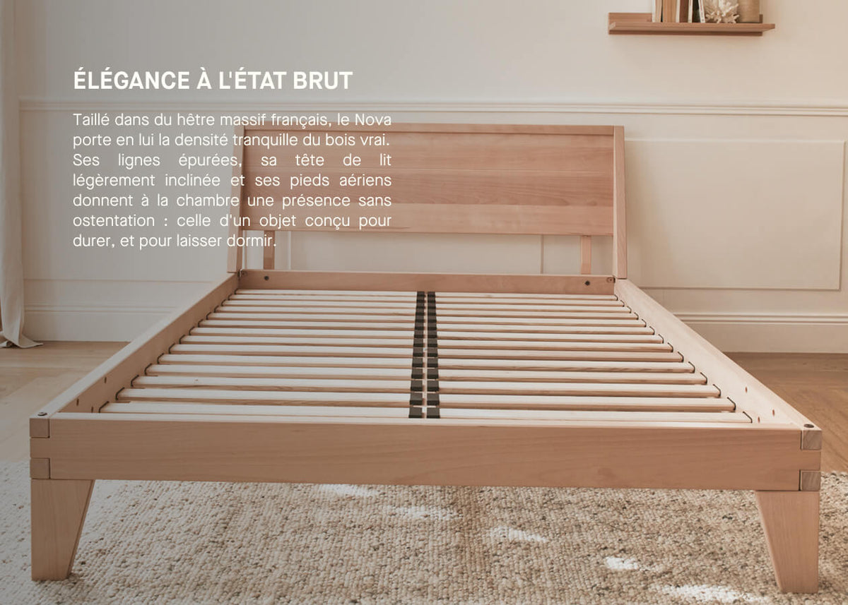 Bett mit Lattenrost aus massiver Buche NOVA