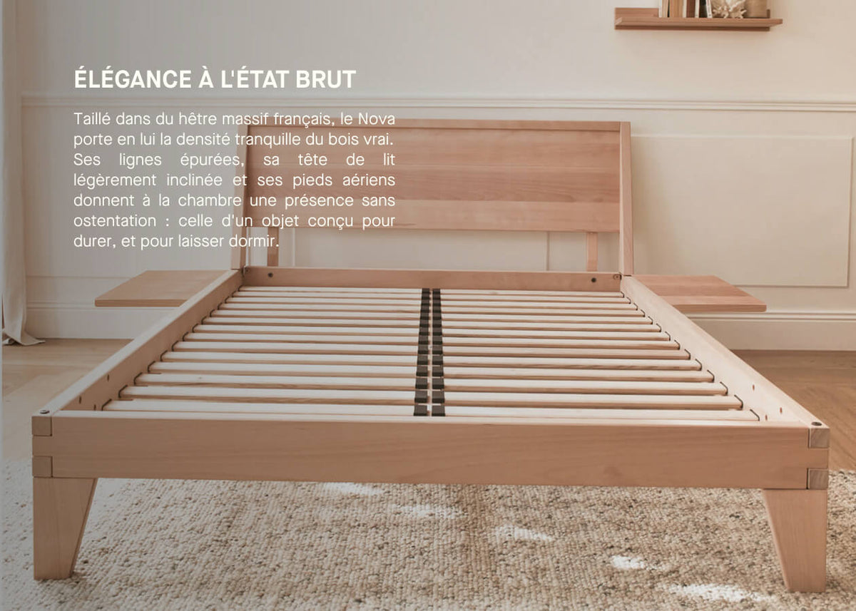 Bett mit Lattenrost aus massiver Buche NOVA