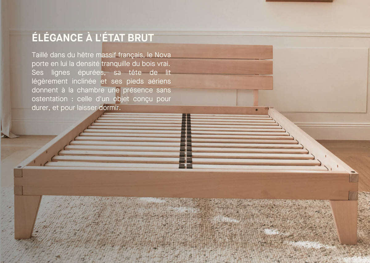Bett mit Lattenrost aus massiver Buche NOVA