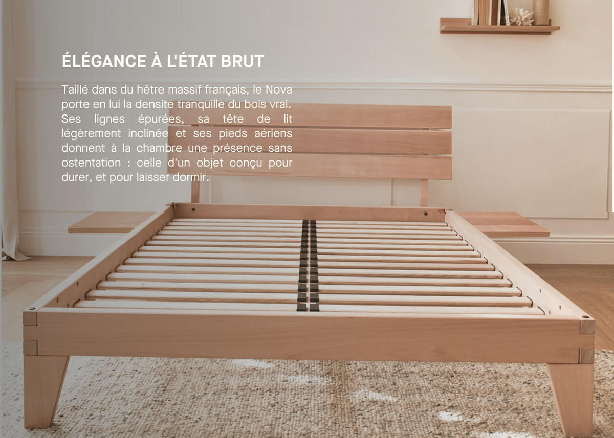 Bett mit Lattenrost aus massiver Buche NOVA
