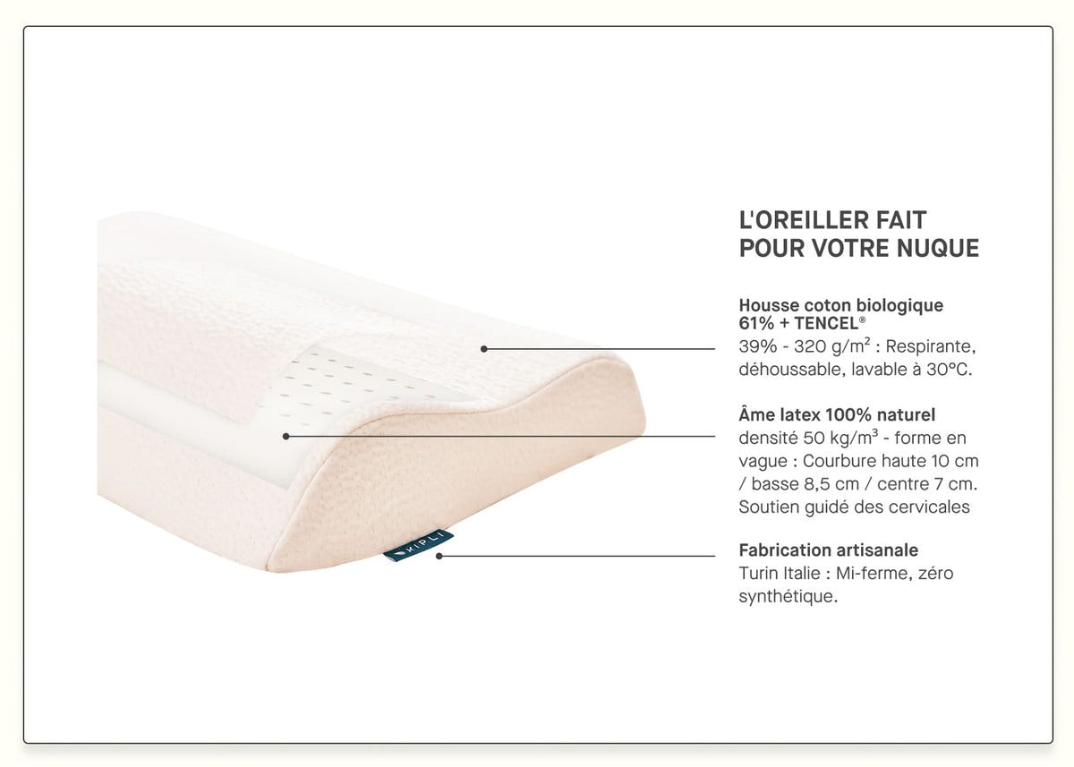Oreiller ergonomique en latex naturel