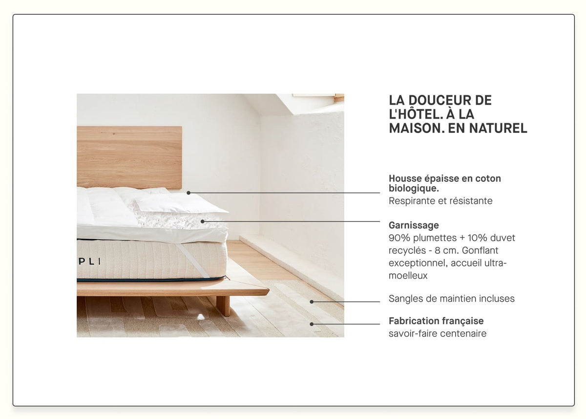 Surmatelas en plumes et duvet